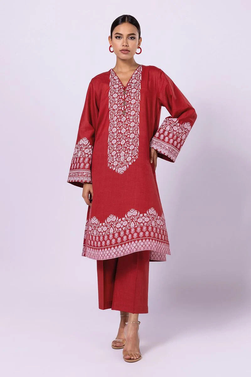 Khaadi | 2 Piece Unstitched Lawn - Top & Bottom | JLA230406-Red