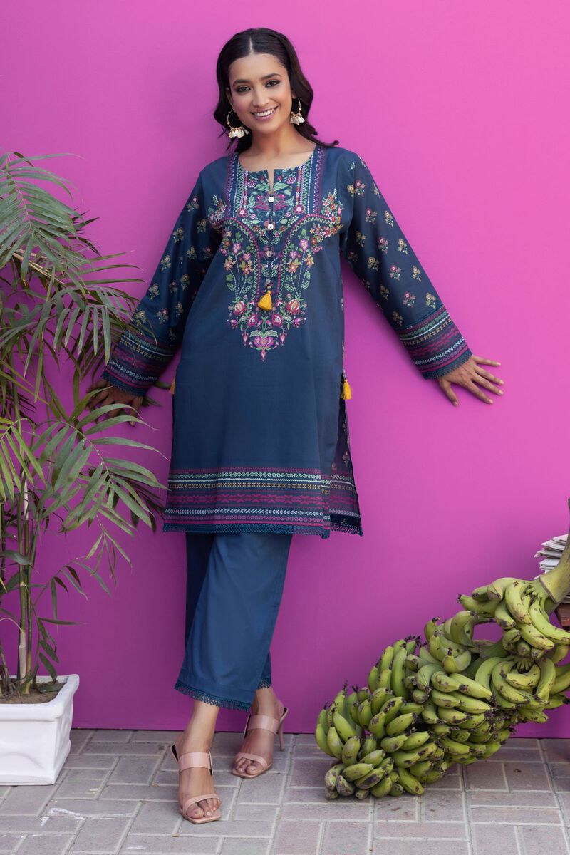 Khaadi | 2 Piece Unstitched Cambirc - Top & Bottom | JLA231208-Navy