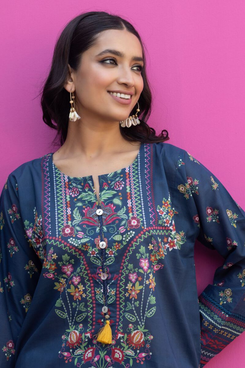 Khaadi | 2 Piece Unstitched Cambirc - Top & Bottom | JLA231208-Navy