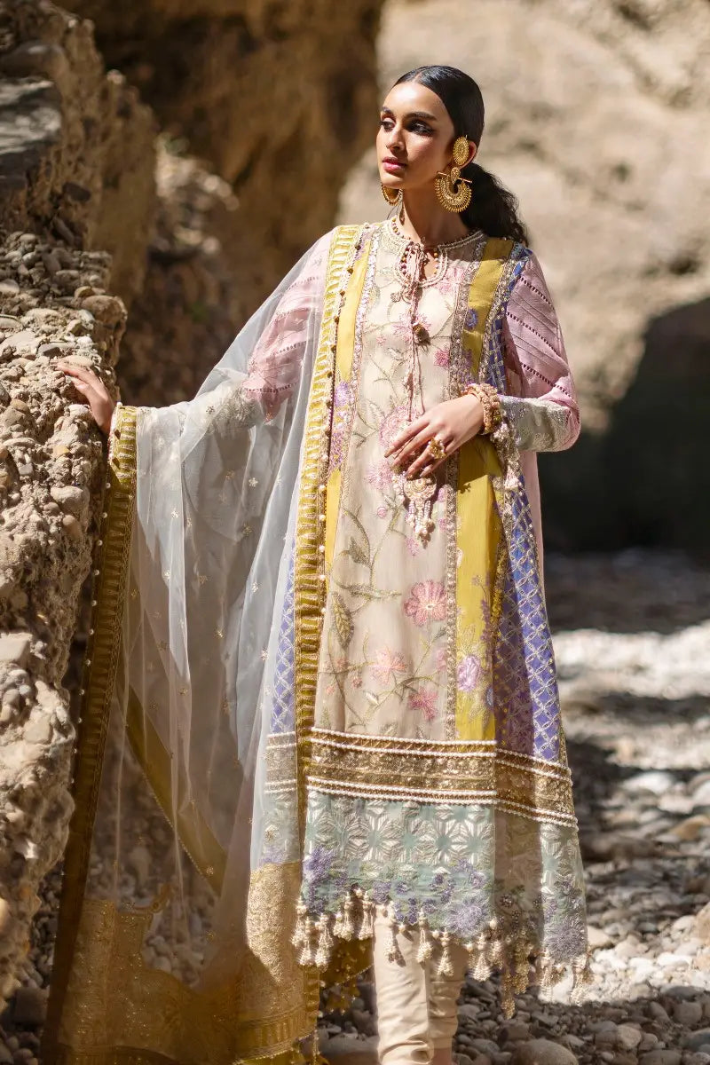 Sana Safinaz | Unstitched 3Pc Embroidered Luxury Lawn | 4B