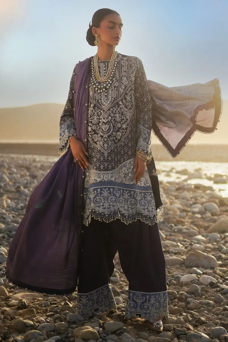 Sana Safinaz | Unstitched 3Pc Embroidered Luxury Lawn | 9B
