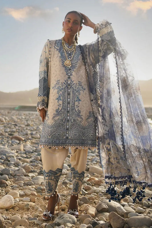 Sana Safinaz | Unstitched 3Pc Embroidered Luxury Lawn | 12B