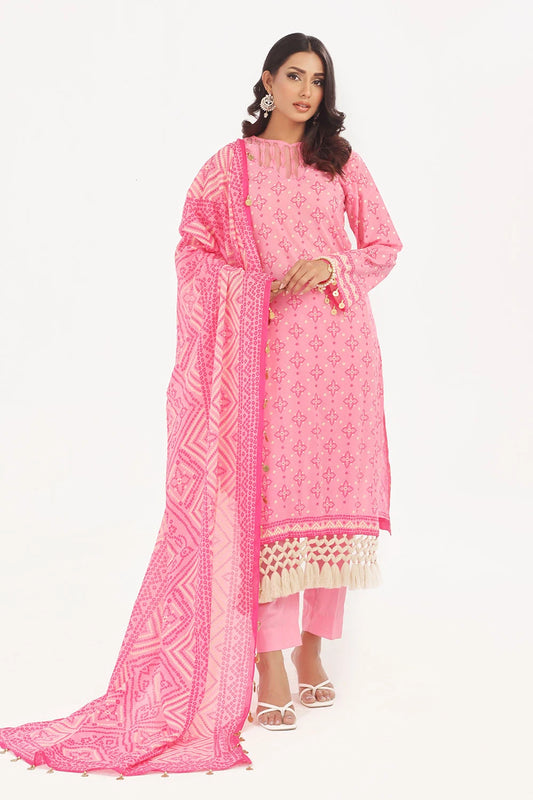 GUL AHMED | 3PC UNSTITCHED LACQUER PRINTED LAWN SUIT