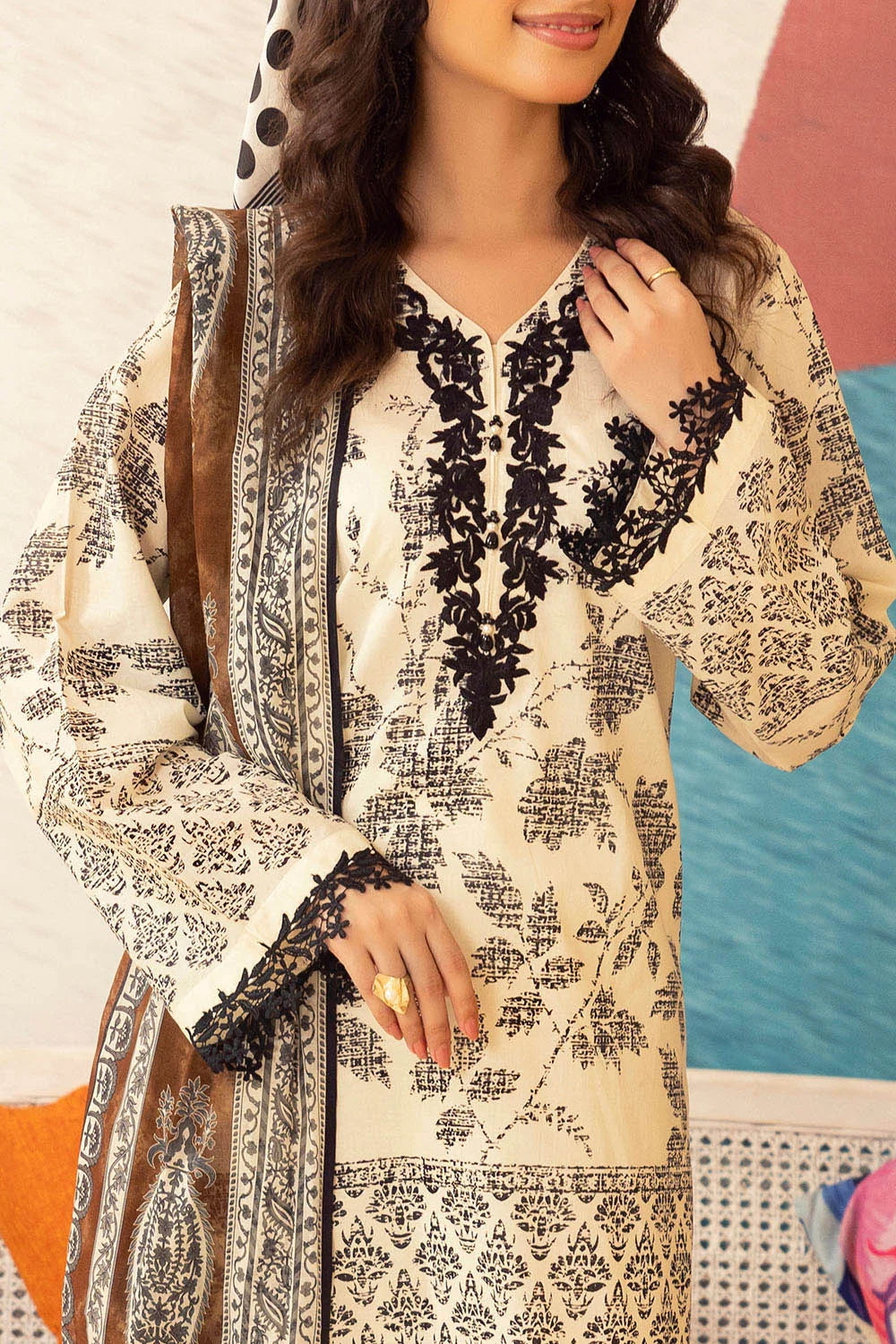 GUL AHMED | 3PC UNSTITCHED EMBROIDERED LAWN SUIT