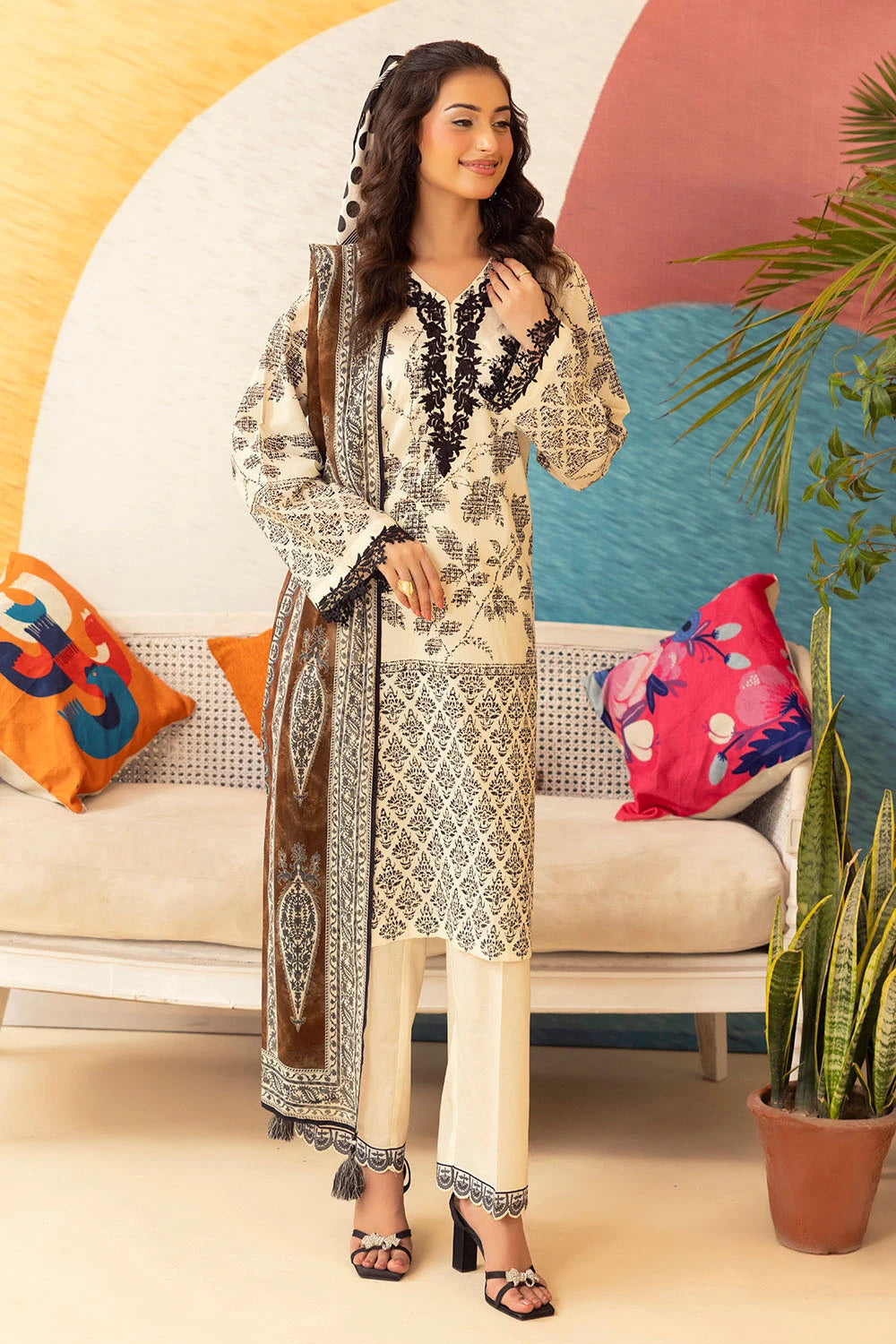 GUL AHMED | 3PC UNSTITCHED EMBROIDERED LAWN SUIT