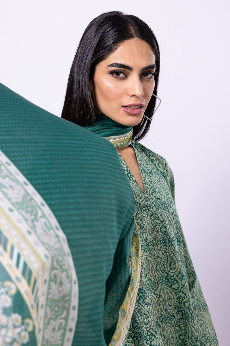Khaadi | 2 Piece Unstitched Lawn - Top & Dupatta | LLA230403-Green