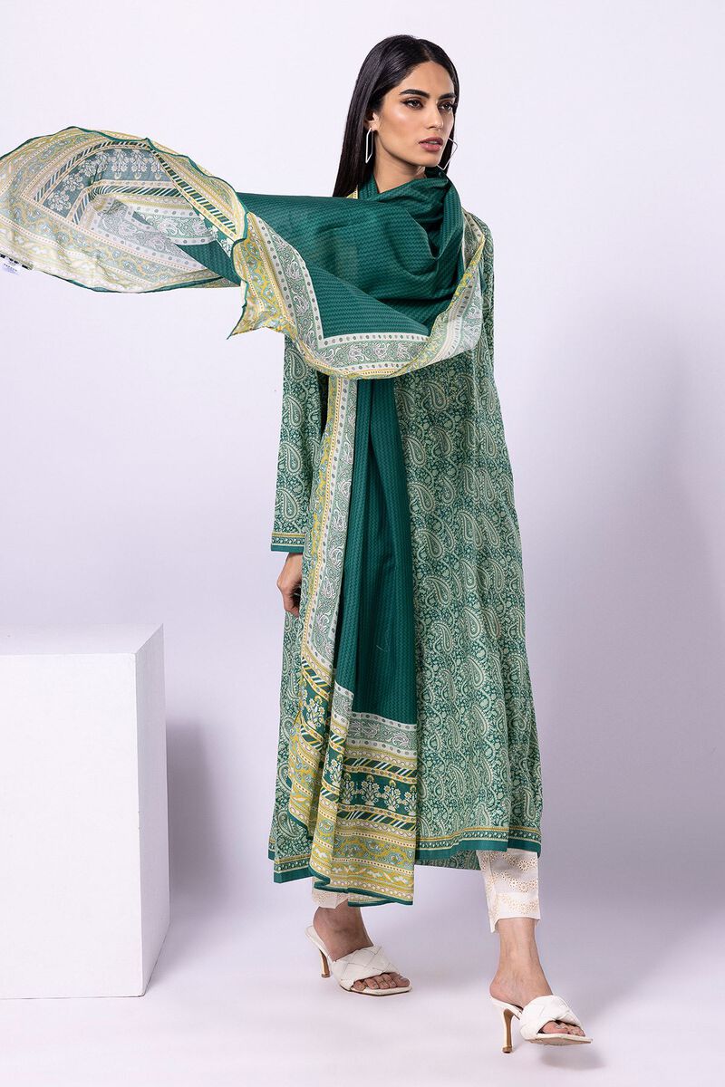 Khaadi | 2 Piece Unstitched Lawn - Top & Dupatta | LLA230403-Green