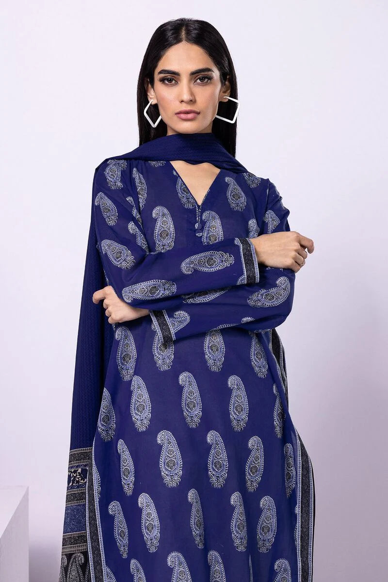 Khaadi | 2 Piece Unstitched Lawn - Top & Dupatta | LLA230404-Blue