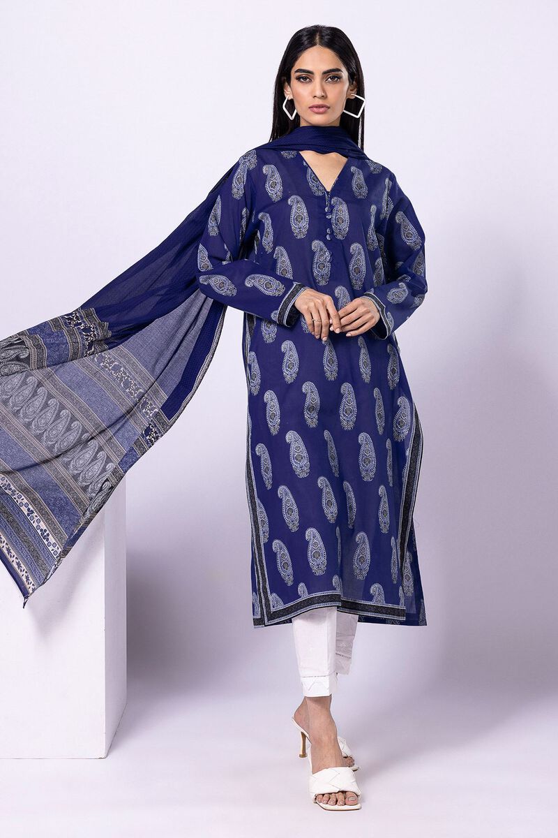 Khaadi | 2 Piece Unstitched Lawn - Top & Dupatta | LLA230404-Blue