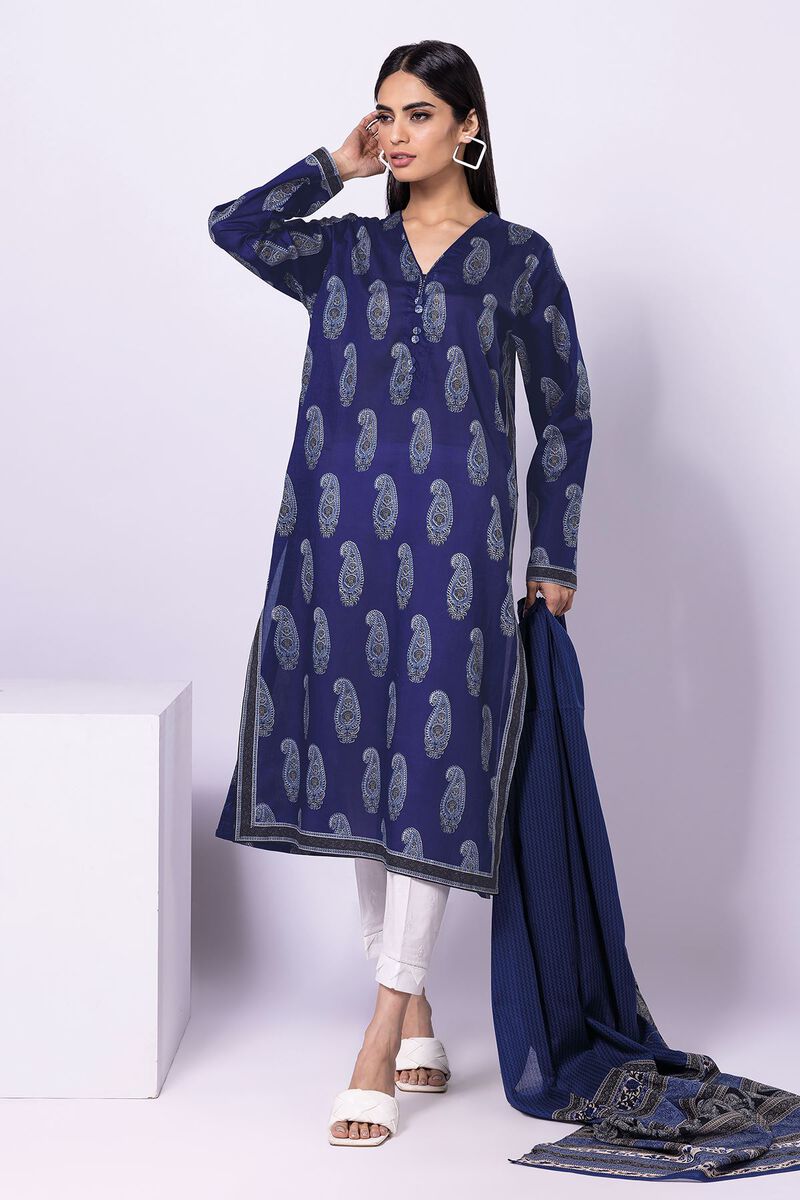 Khaadi | 2 Piece Unstitched Lawn - Top & Dupatta | LLA230404-Blue