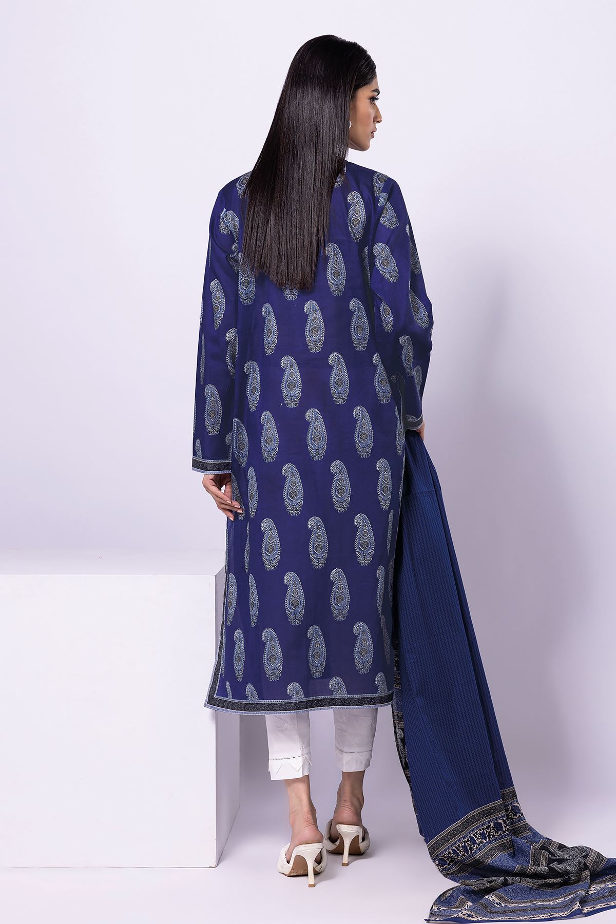 Khaadi | 2 Piece Unstitched Lawn - Top & Dupatta | LLA230404-Blue