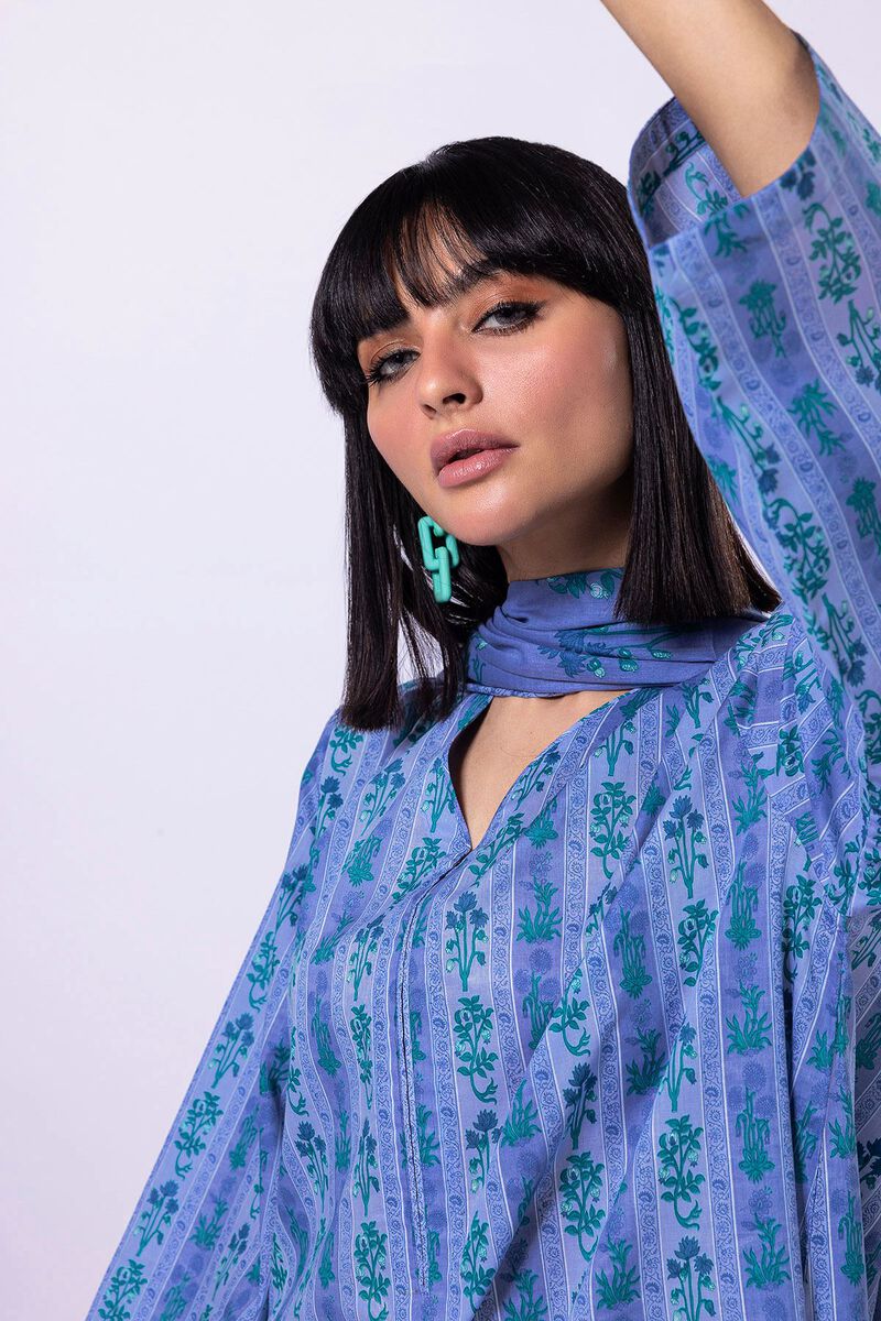 Khaadi | 2 Piece Unstitched Lawn - Top & Dupatta | LLA230504-Blue