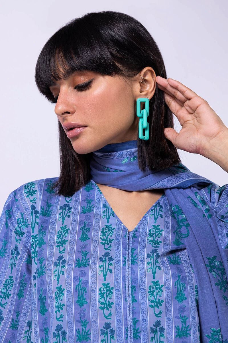 Khaadi | 2 Piece Unstitched Lawn - Top & Dupatta | LLA230504-Blue