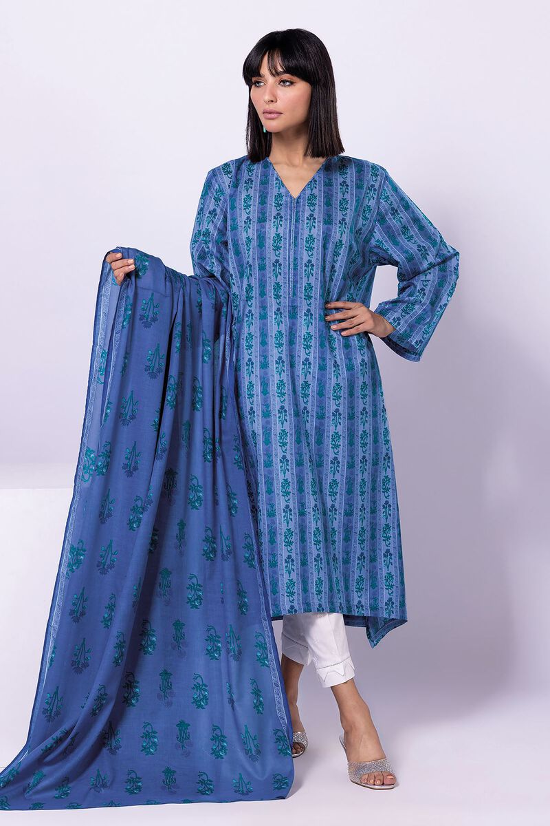 Khaadi | 2 Piece Unstitched Lawn - Top & Dupatta | LLA230504-Blue