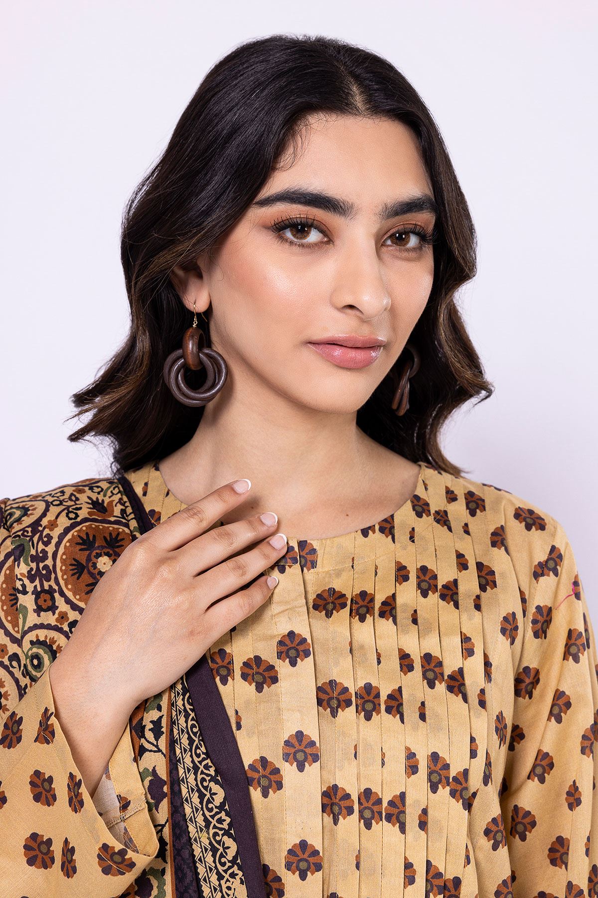 Khaadi | 2 Piece Unstitched Lawn - Top & Dupatta | LLA230520-Brown