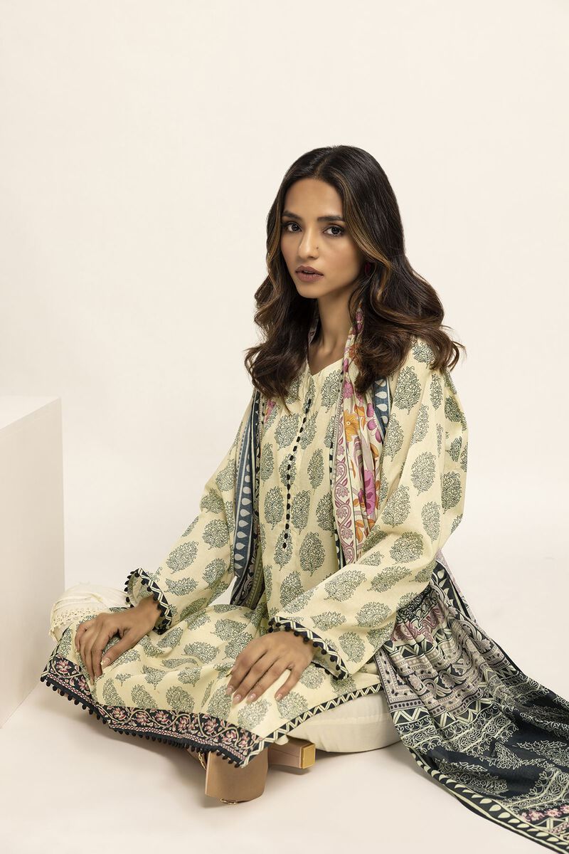 Khaadi | 2 Piece Unstitched Lawn - Top & Dupatta | LLA230905-OFF-WHITE