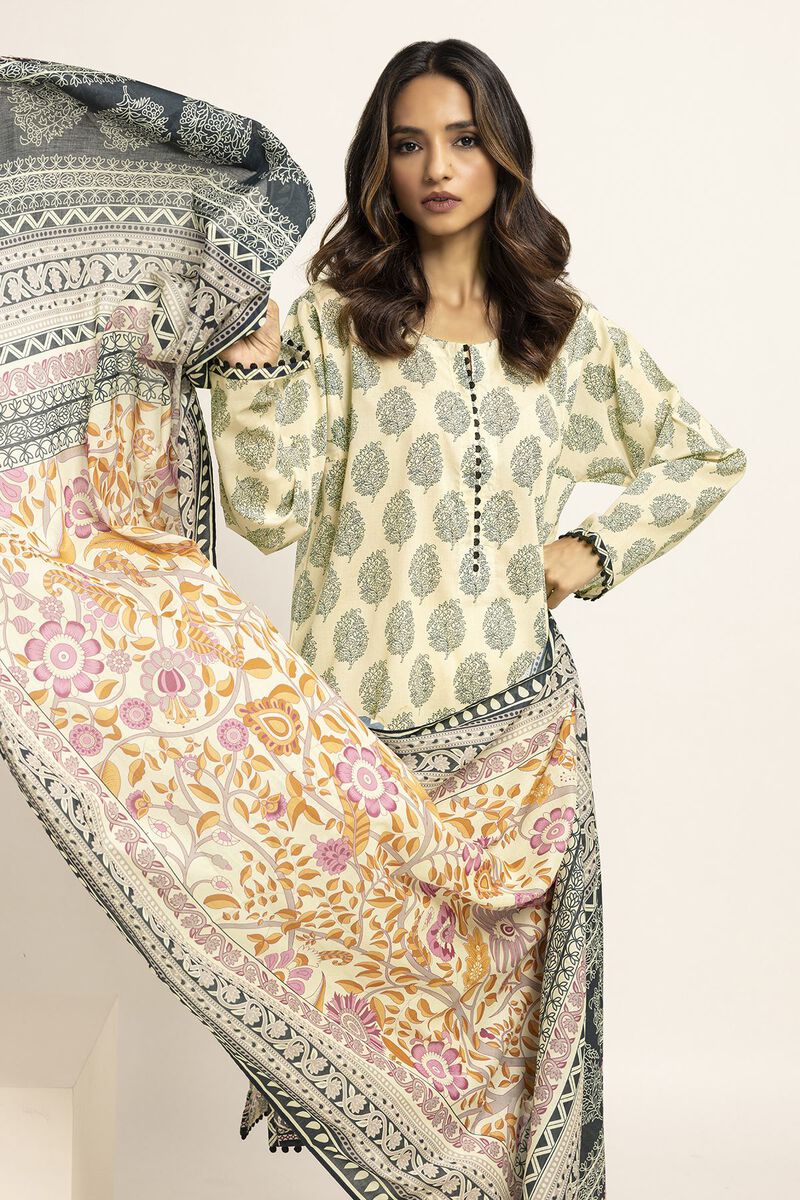 Khaadi | 2 Piece Unstitched Lawn - Top & Dupatta | LLA230905-OFF-WHITE