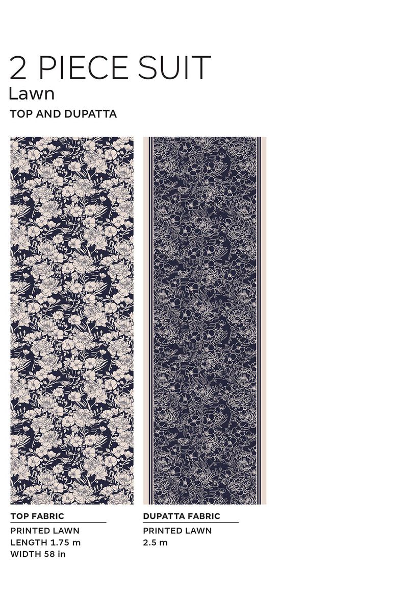 Khaadi | 2 Piece Unstitched Lawn - Top & Dupatta | LLA230908-Blue