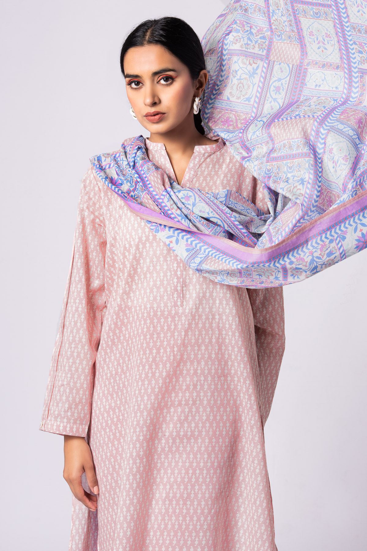 Khaadi | 2 Piece Unstitched Lawn - Top & Dupatta | LLA23127-Pink