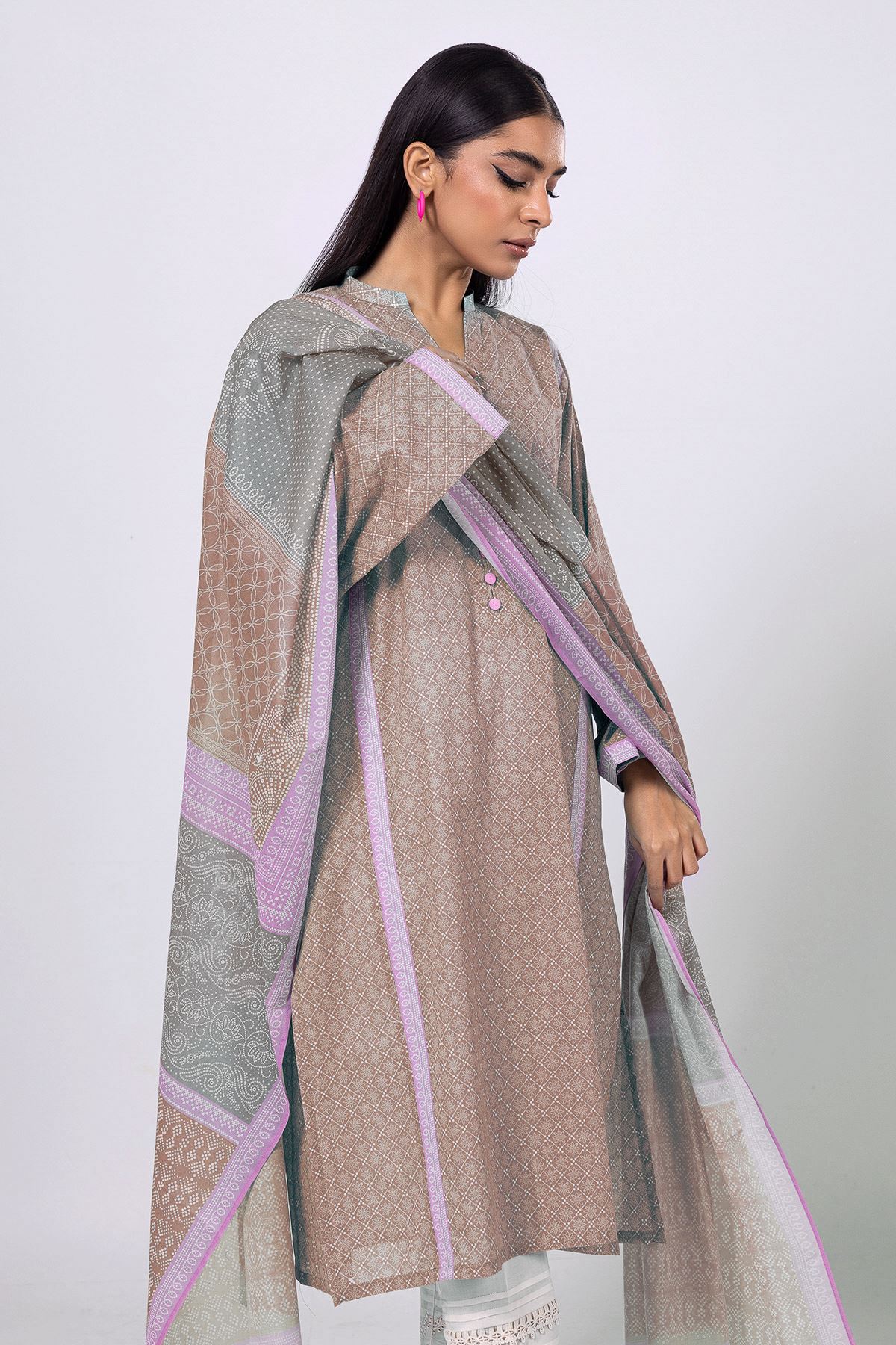 Khaadi | 2 Piece Unstitched Lawn - Top & Dupatta | LLA23130-Green