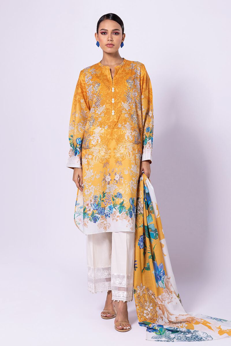 Khaadi | 2 Piece Unstitched Lawn - Top & Dupatta | LLA23134-Yellow
