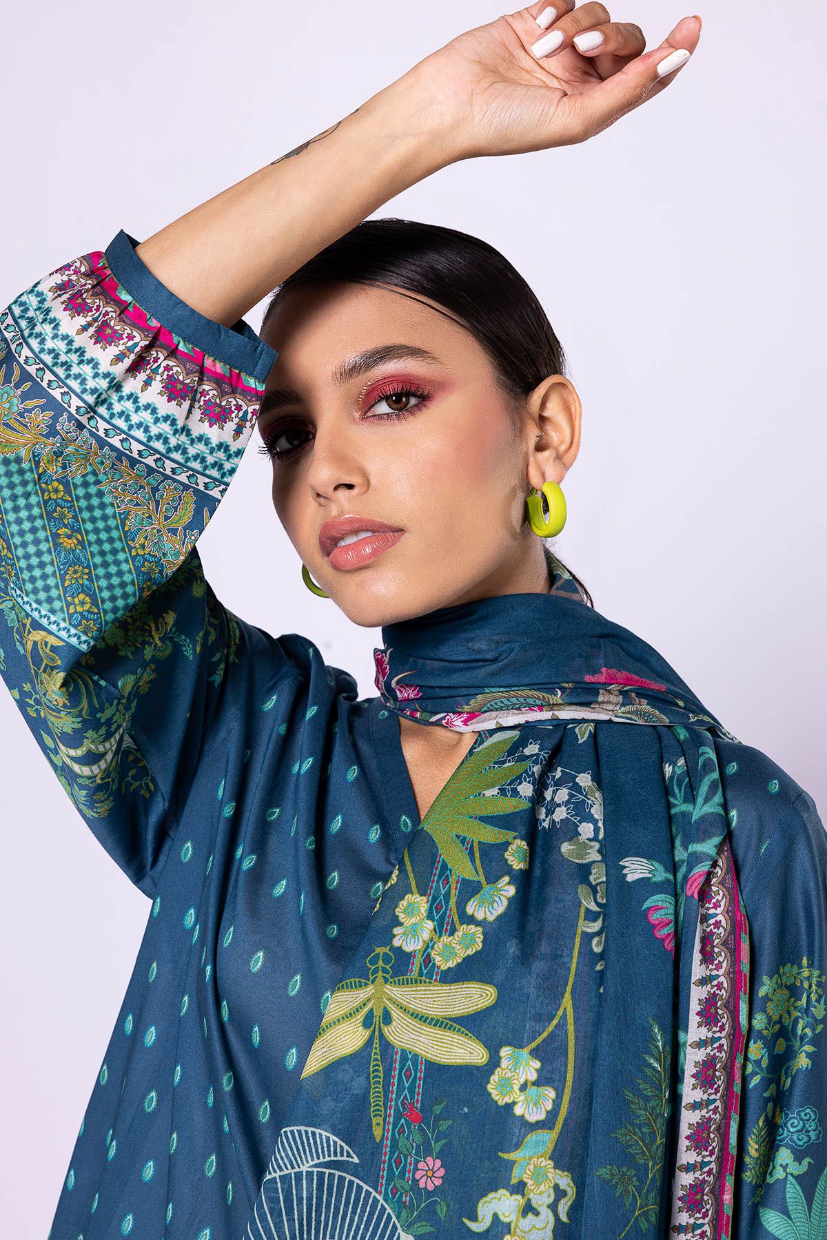Khaadi | 2 Piece Unstitched Lawn - Top & Dupatta | LLA23136-White/Blue