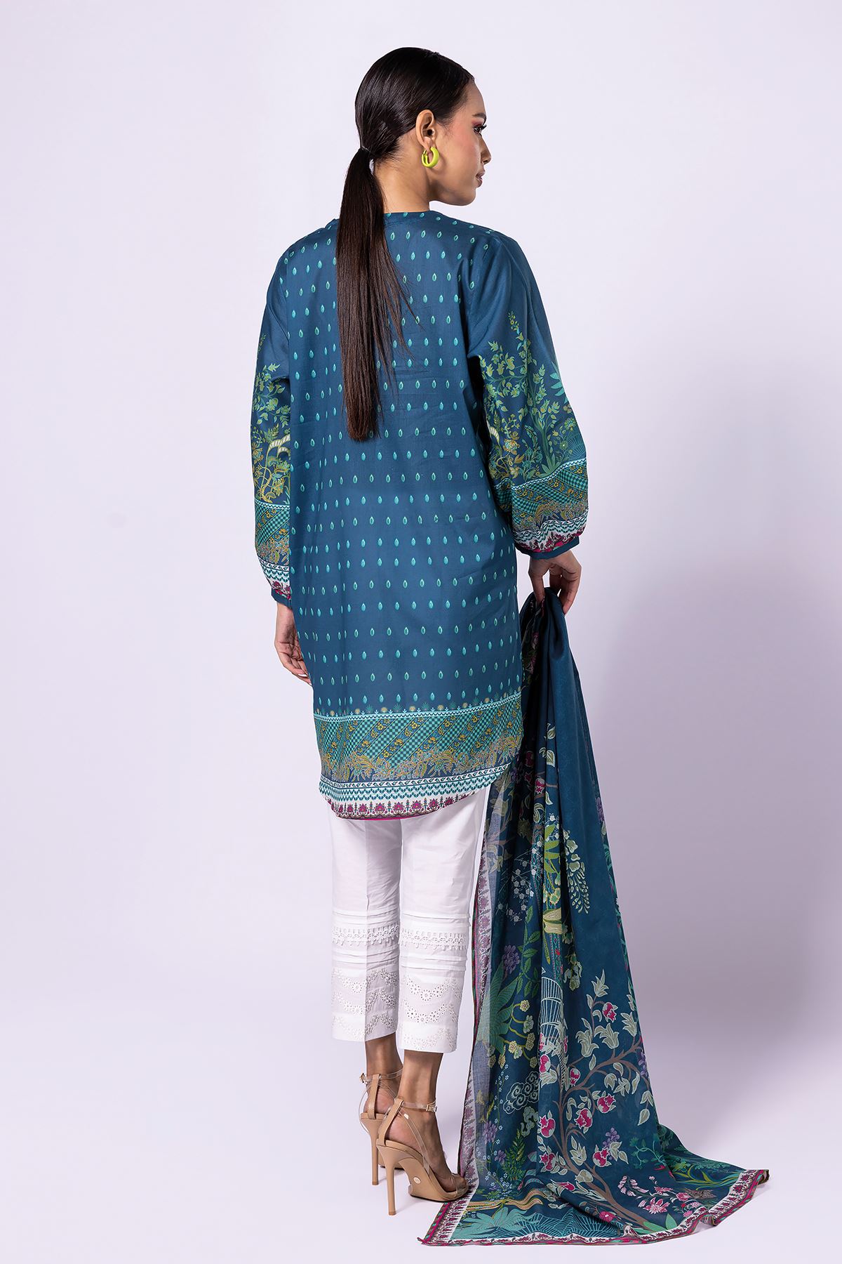 Khaadi | 2 Piece Unstitched Lawn - Top & Dupatta | LLA23136-White/Blue