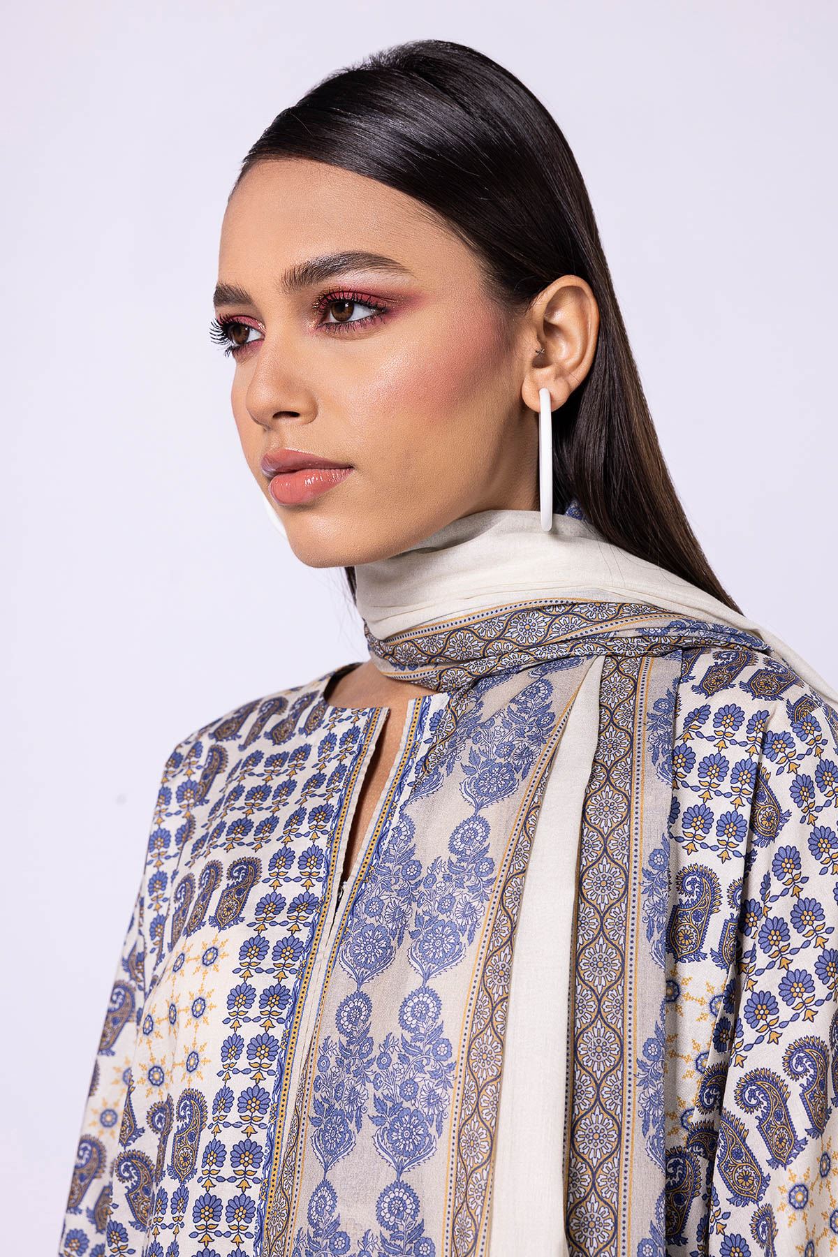 Khaadi | 2 Piece Unstitched Lawn - Top & Dupatta | LLA23137-off-White