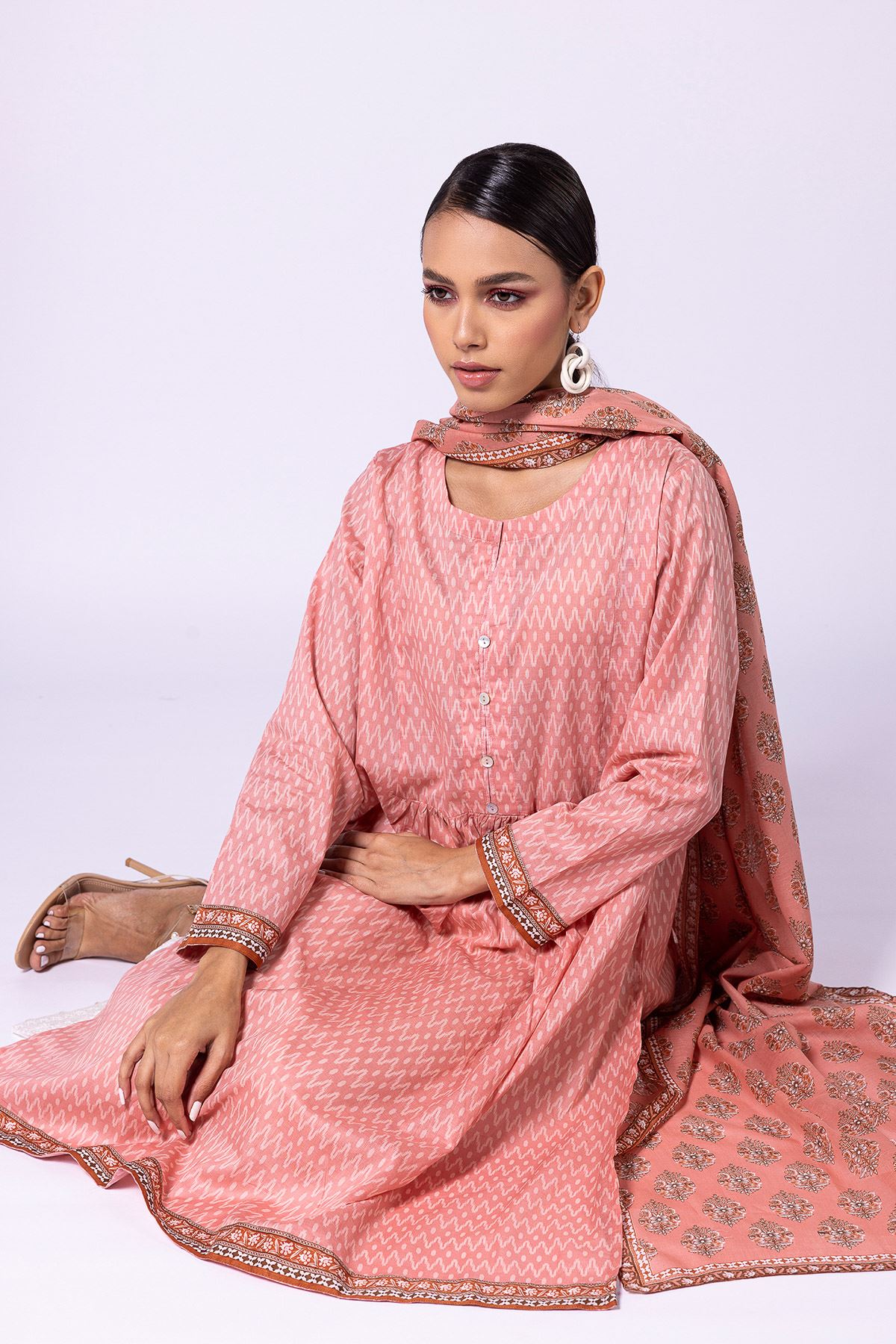 Khaadi | 2 Piece Unstitched Lawn - Top & Dupatta | LLA23138-Pink