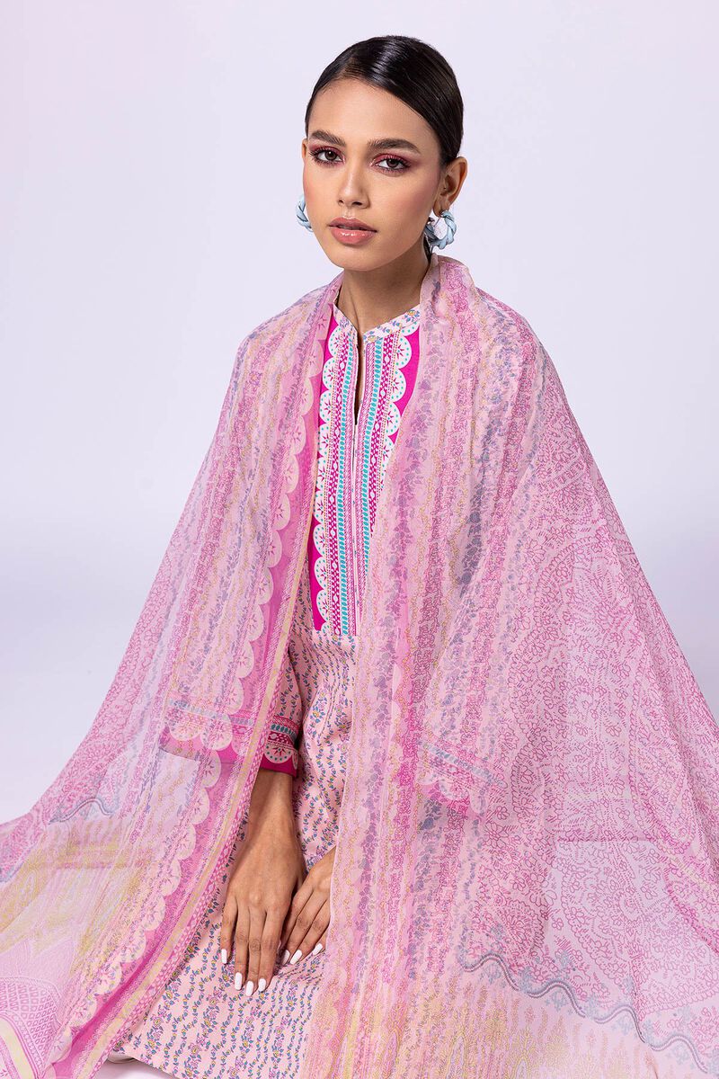 Khaadi | 2 Piece Unstitched Lawn - Top & Dupatta | LLA23139-Pink