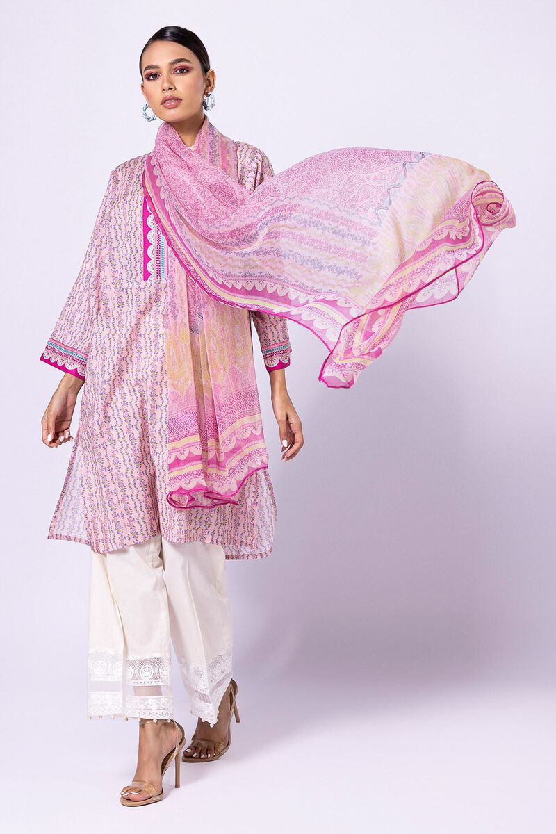Khaadi | 2 Piece Unstitched Lawn - Top & Dupatta | LLA23139-Pink