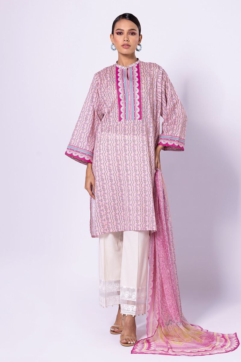Khaadi | 2 Piece Unstitched Lawn - Top & Dupatta | LLA23139-Pink