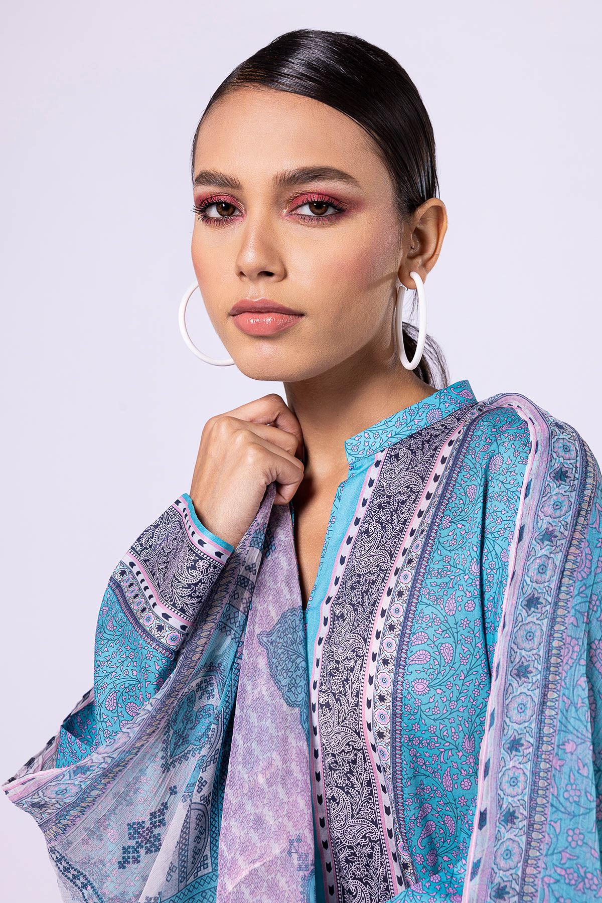 Khaadi | 2 Piece Unstitched Lawn - Top & Dupatta | LLA23140-Blue