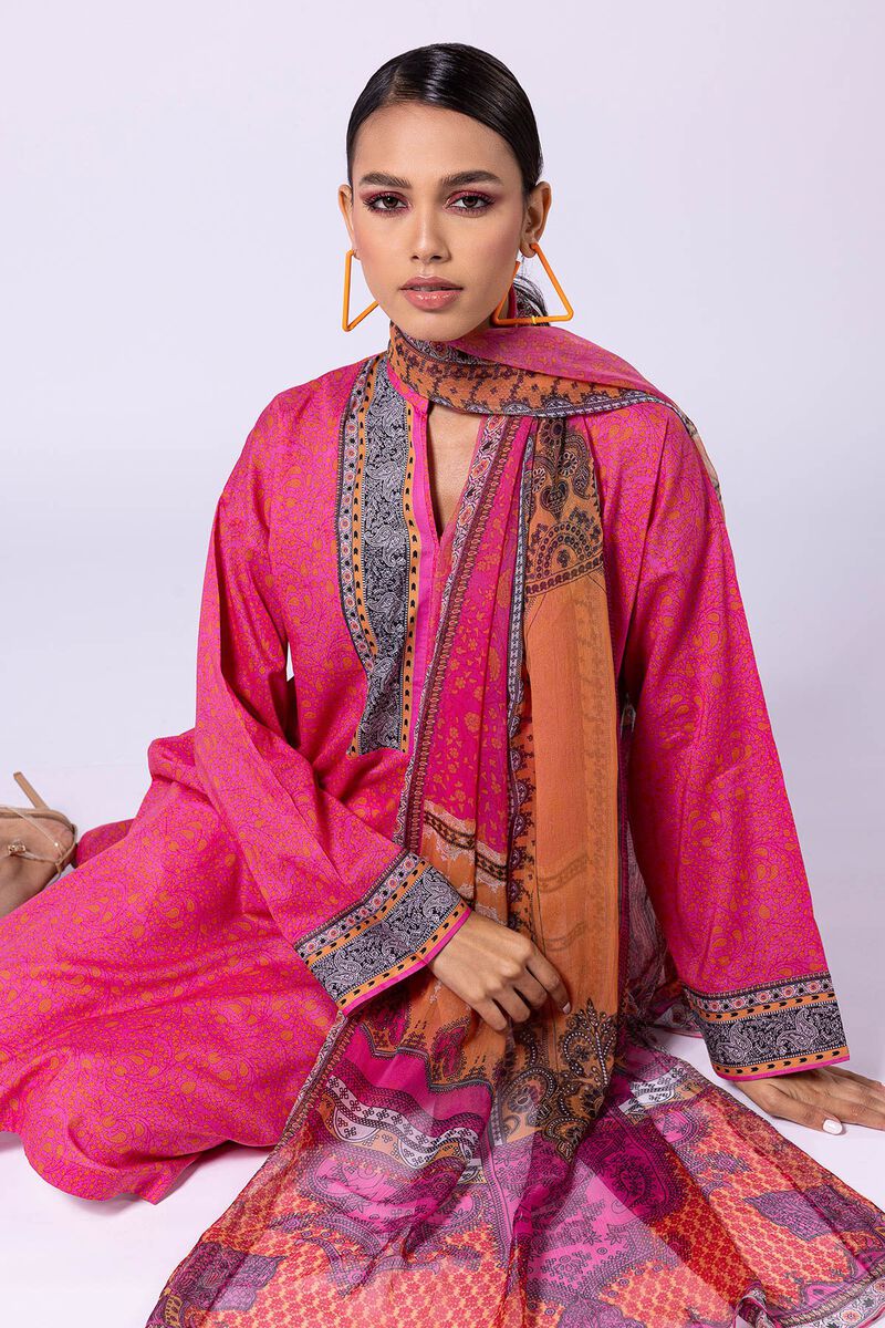 Khaadi | 2 Piece Unstitched Lawn - Top & Dupatta | LLA23140-Pink
