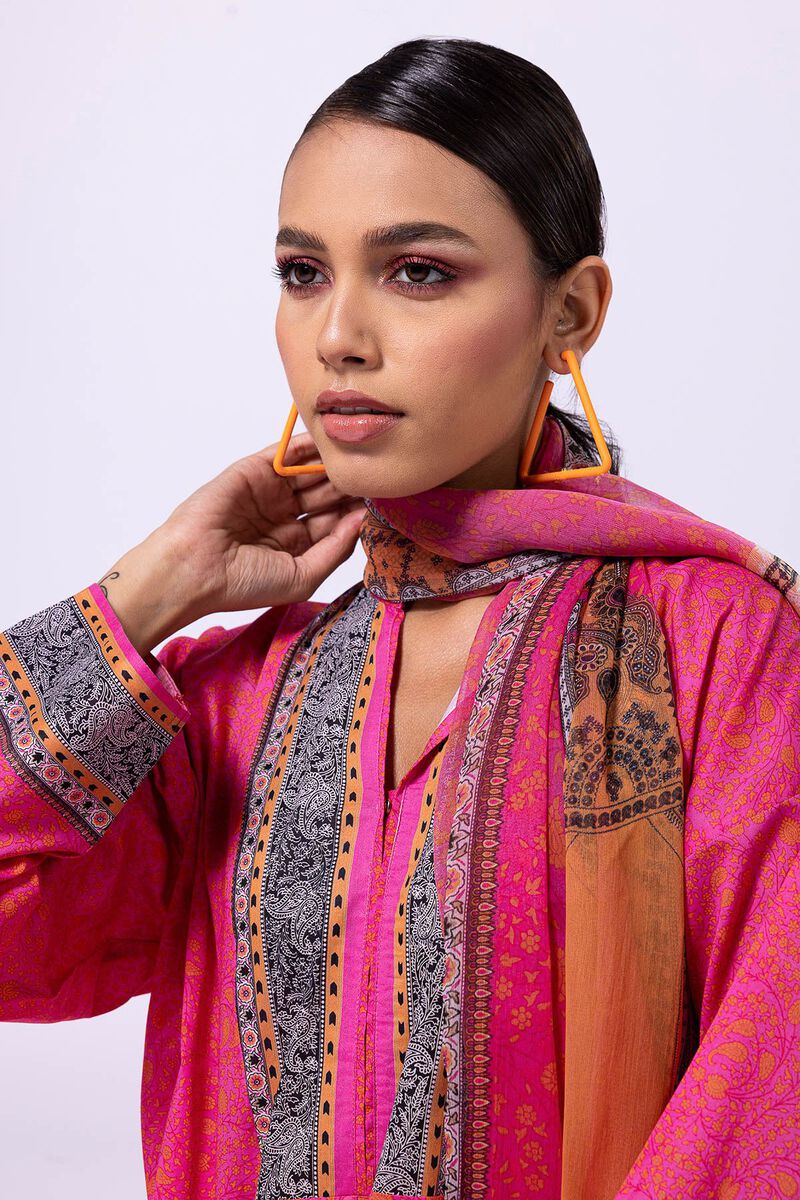 Khaadi | 2 Piece Unstitched Lawn - Top & Dupatta | LLA23140-Pink