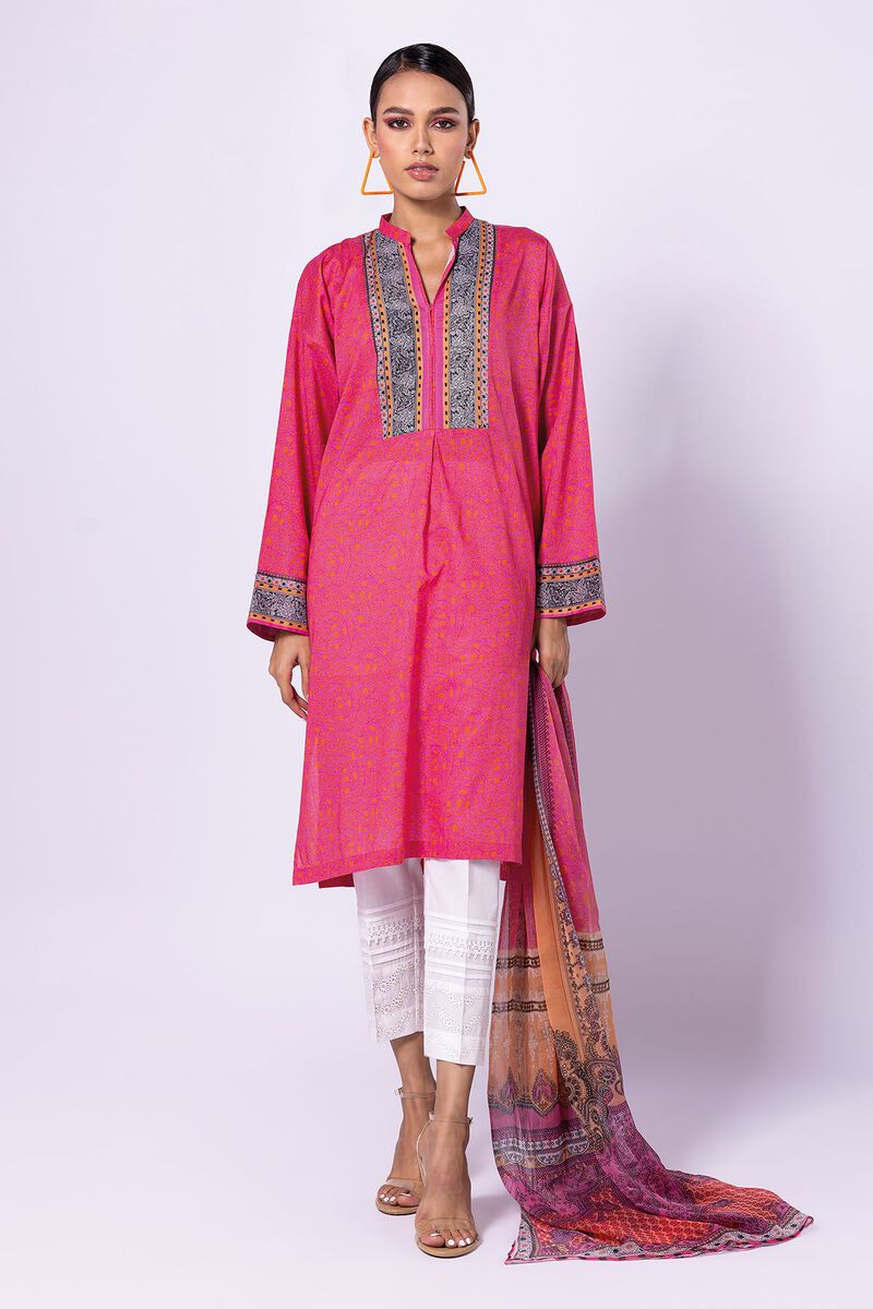 Khaadi | 2 Piece Unstitched Lawn - Top & Dupatta | LLA23140-Pink