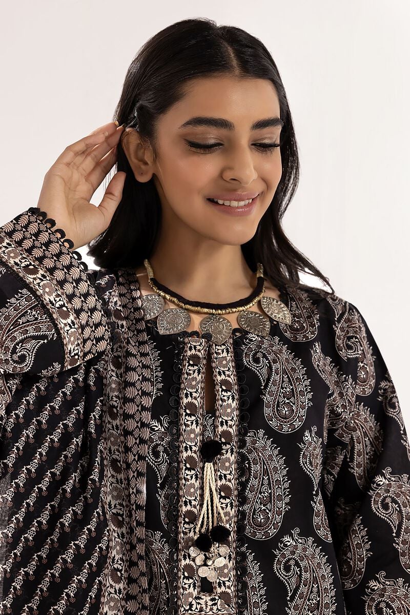 Khaadi | 2 Piece Unstitched Lawn - Top & Dupatta | LLA240102-Black