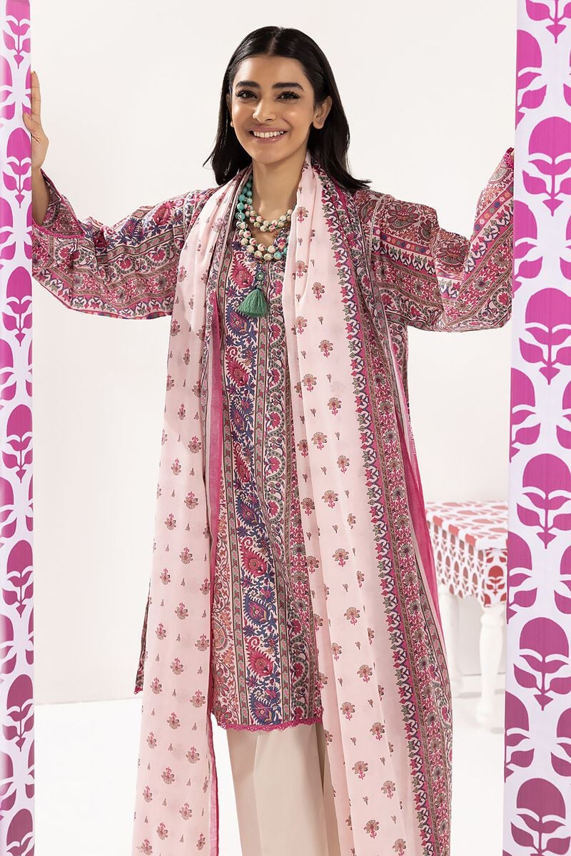 Khaadi | 2 Piece Unstitched Lawn - Top & Dupatta | LLA240103-Pink