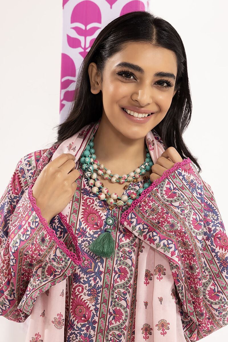Khaadi | 2 Piece Unstitched Lawn - Top & Dupatta | LLA240103-Pink