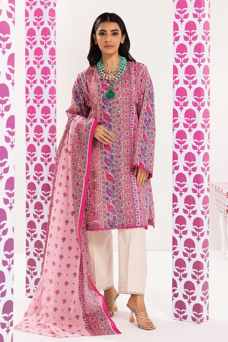 Khaadi | 2 Piece Unstitched Lawn - Top & Dupatta | LLA240103-Pink