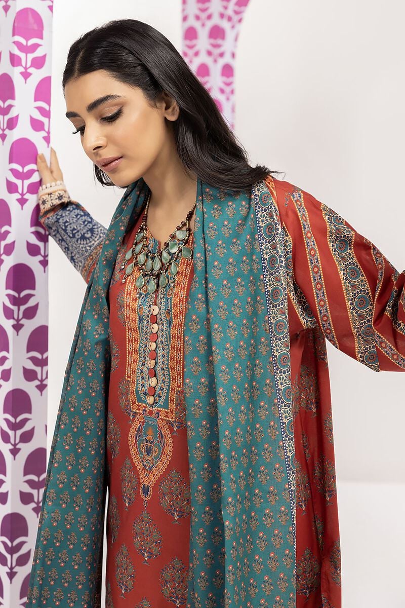 Khaadi | 2 Piece Unstitched Lawn - Top & Dupatta | LLA240107-Red