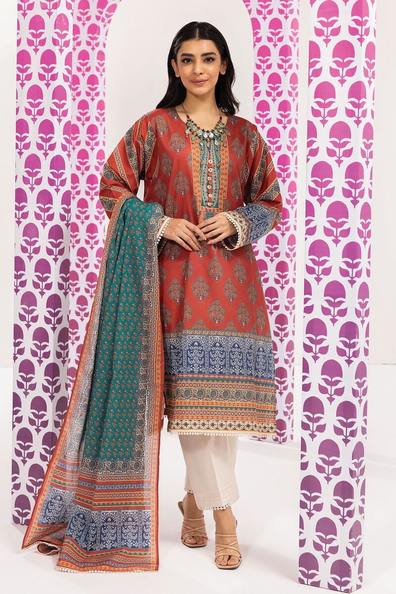 Khaadi | 2 Piece Unstitched Lawn - Top & Dupatta | LLA240107-Red