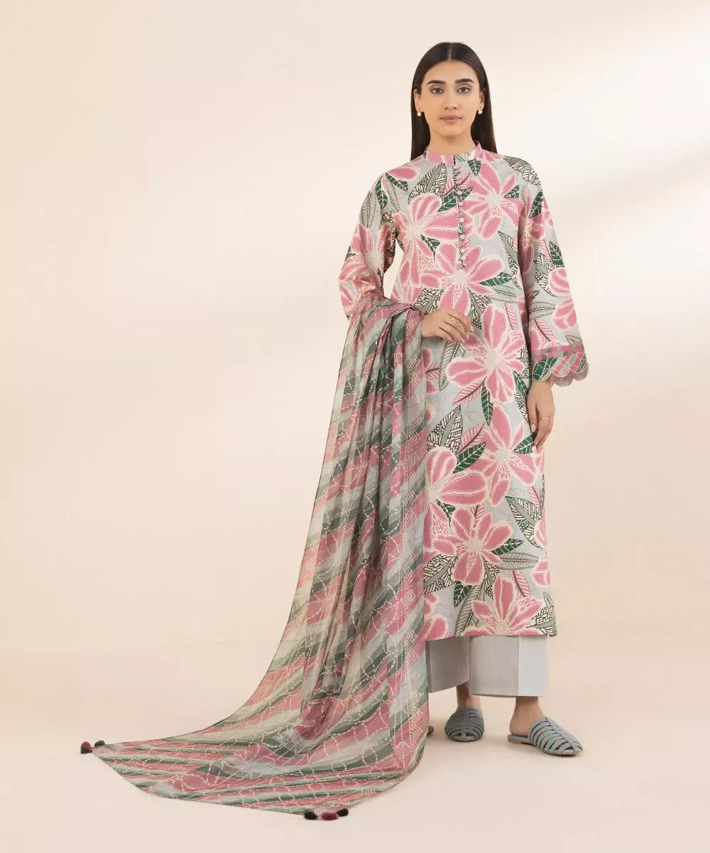 SAPPHIRE | UNSTITCHED 3 PIECE PRINTED COTTON SUIT