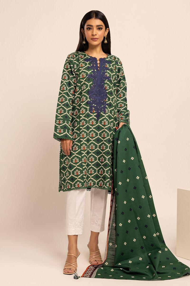 KHAADI | UNSTITCHED 2 PIECE EMBROIDERED KHADDAR SUIT