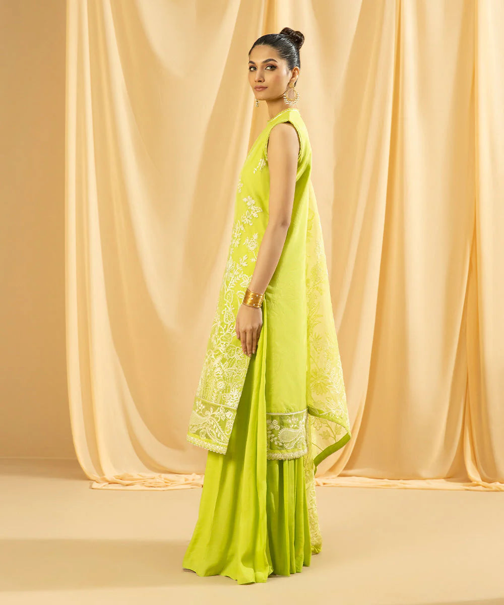 SAPPHIRE | UNSTICHED 3 PIECE DYED EMBROIDERED ORGANZA SUIT