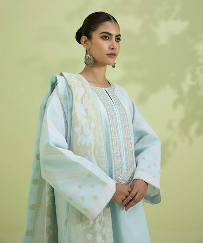 Sapphire | Unstitched 3Pc Embroidered Jacquard Suit