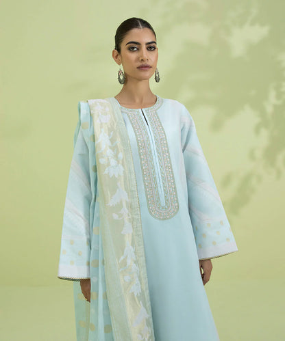 Sapphire | Unstitched 3Pc Embroidered Jacquard Suit