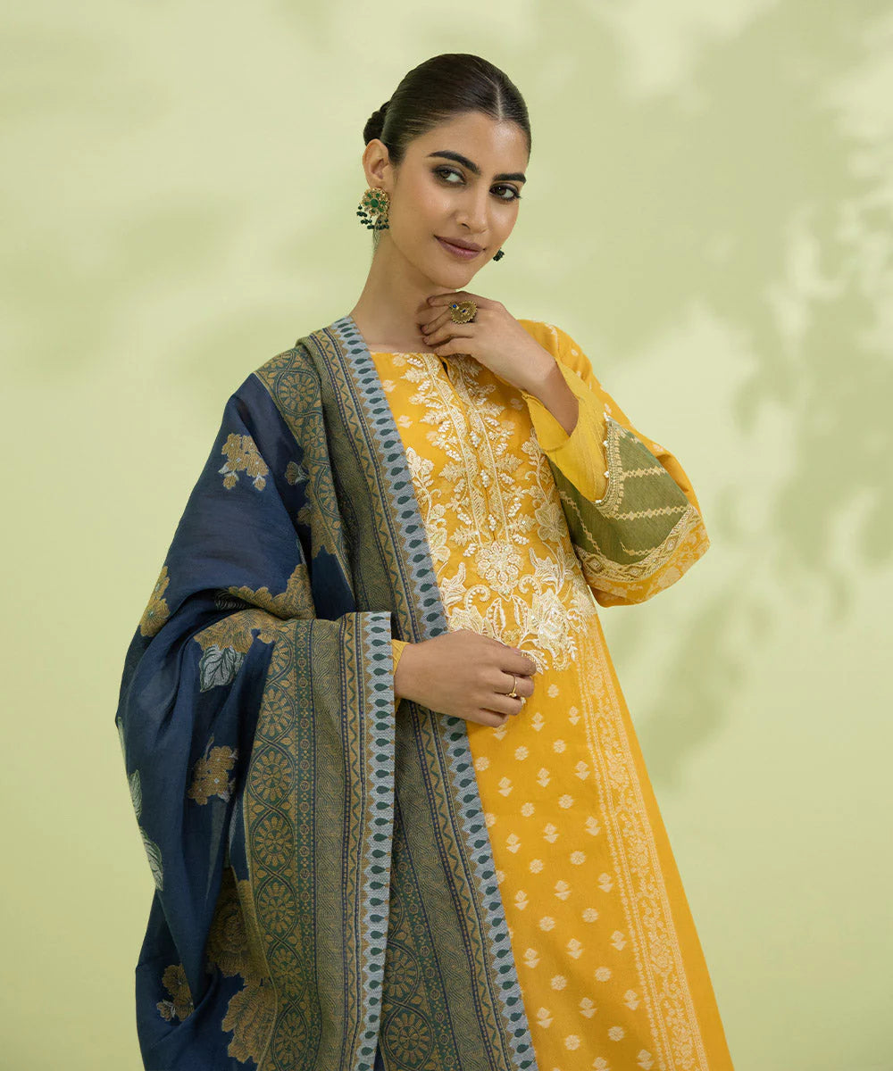 Sapphire | Unstitched 3 Piece - Embroidered Jacquard Suit