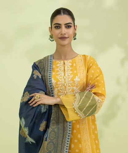 Sapphire | Unstitched 3 Piece - Embroidered Jacquard Suit