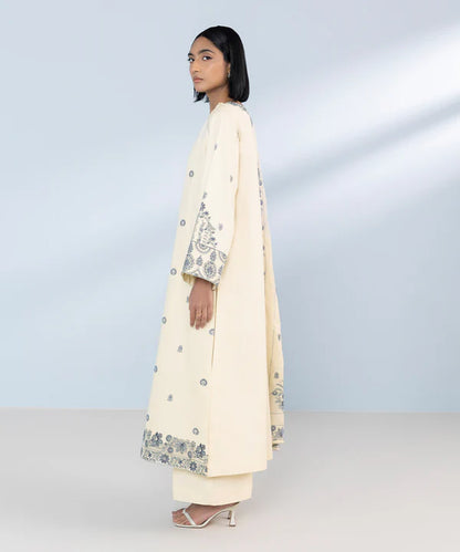SAPPHIRE | UNSTITCHED 3 PIECE EMBROIDERED COTTON SATIN SUIT